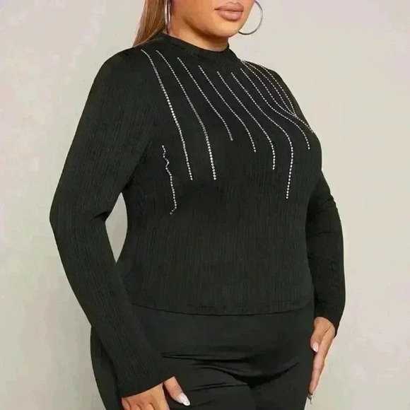 Shein Sexy Plus Rhinestone Mock Neck (413) - Picture 4 of 14
